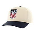 U.S. Soccer Crest Snapback Cap – Cream & Navy (Red Crest Edition)