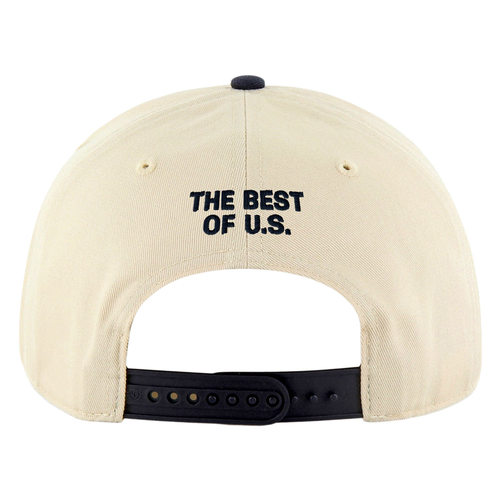 U.S. Soccer Crest Snapback Cap – Cream & Navy (Red Crest Edition)